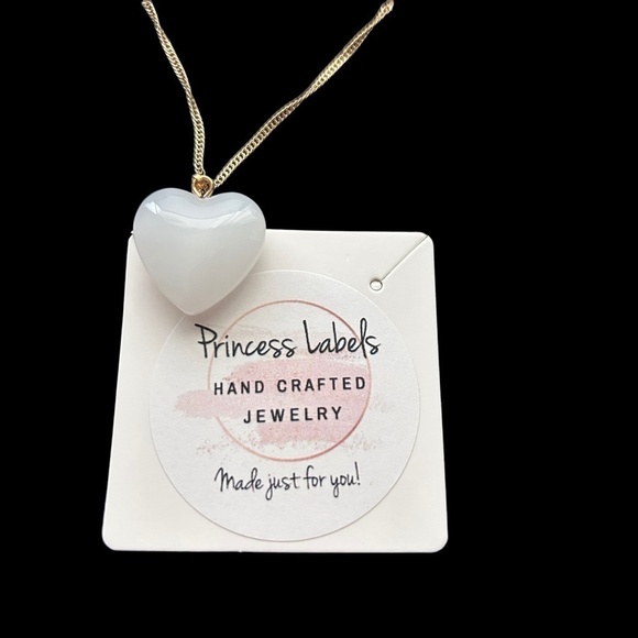 3-D Heart of Glass Purity Pendant Necklace Angelic White Gold Plate Chain - Picture 6 of 9